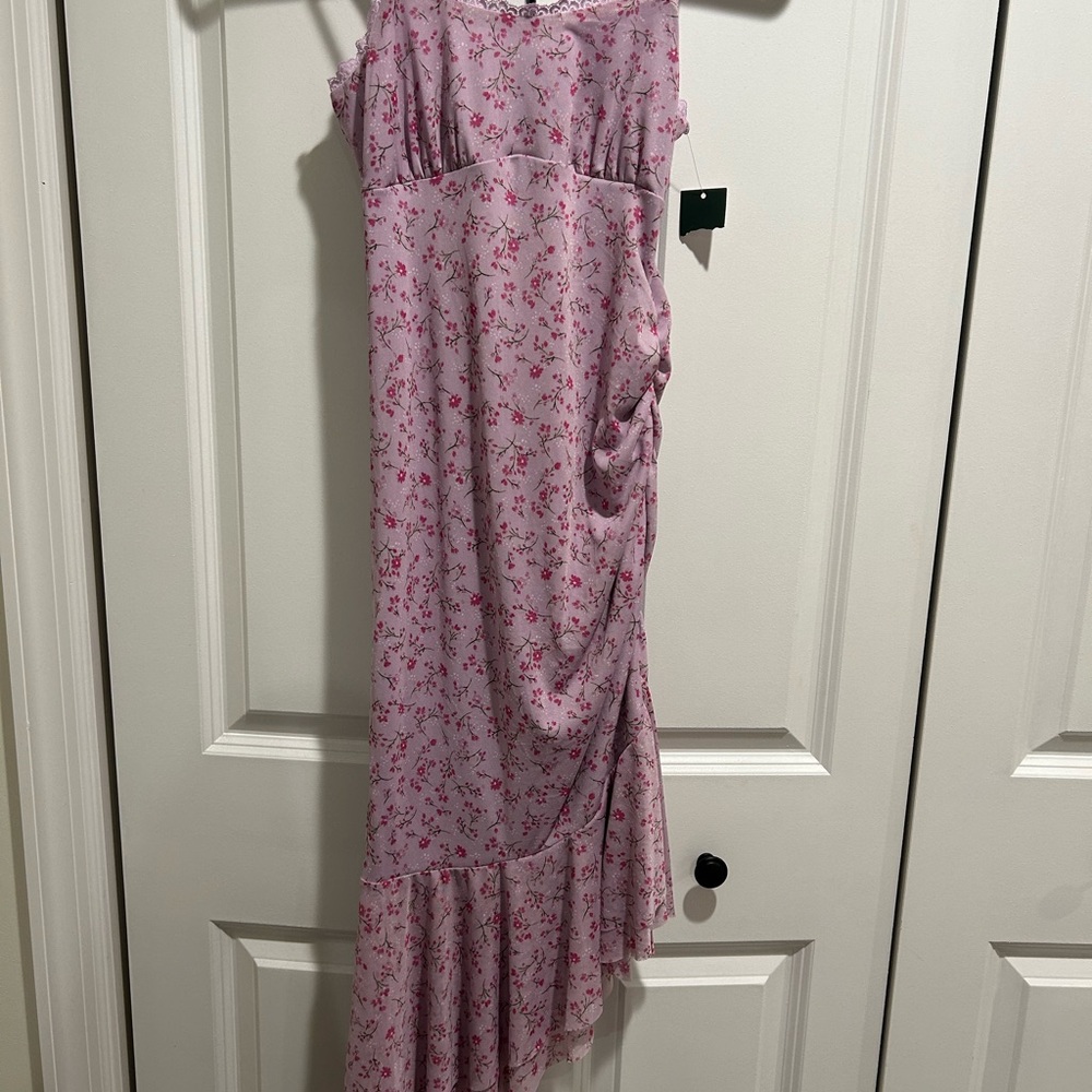 Wild Fable pink and purple floral asymmetrical dress